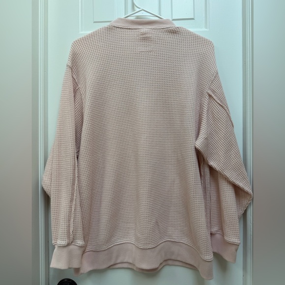 Aerie Light Pink Waffle Knit Crewneck Sweater - Picture 4 of 9